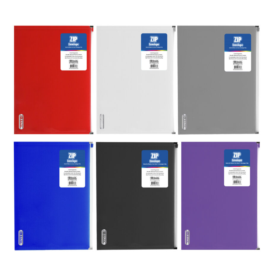BAZIC - ENVELOPE, ZIPPER, POLY, 1" EXPANSION