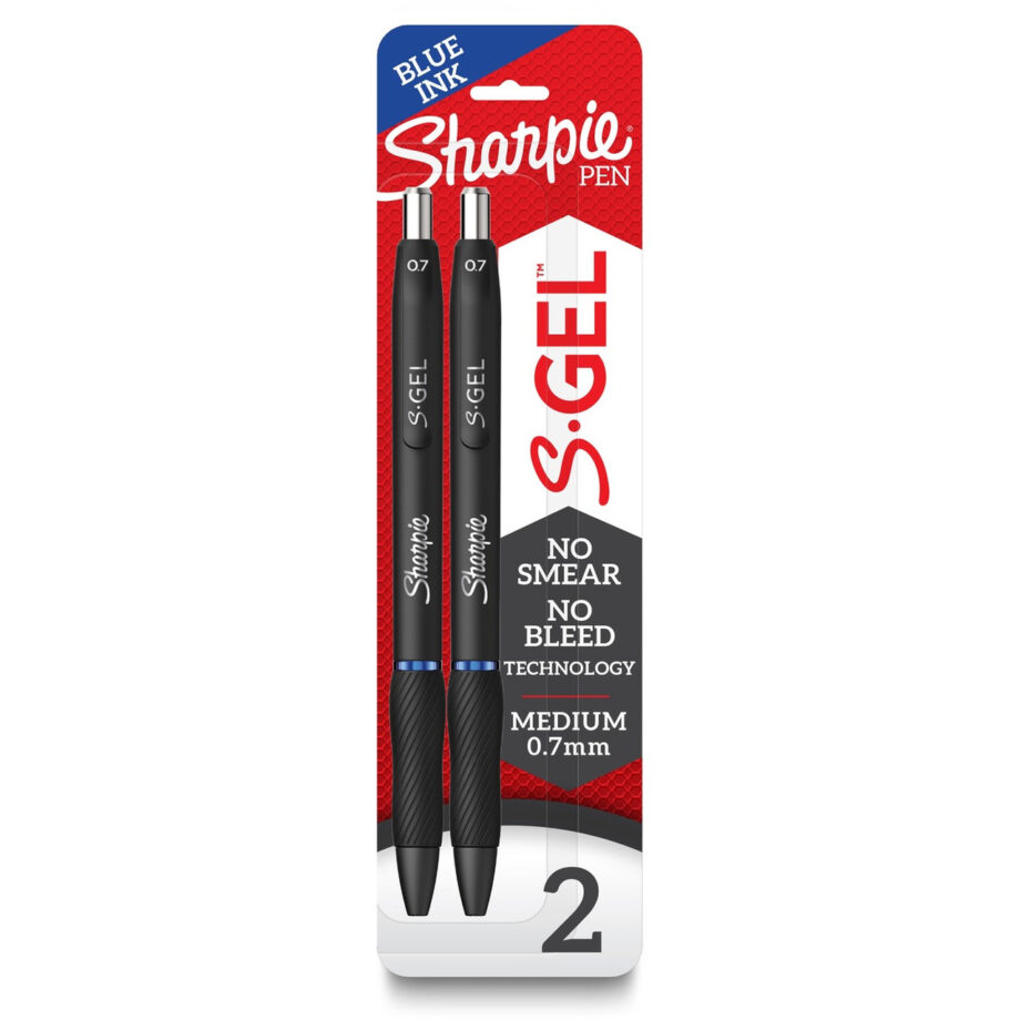 SHARPIE - GEL ROLLER BALL PEN - 0.7MM - 2 PACK - BLUE