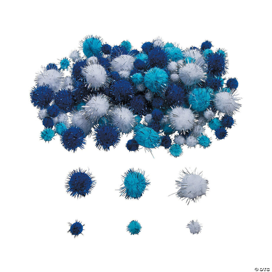 ORIENTAL TRADING - GLITTER WINTER POM-POMS 150PCS