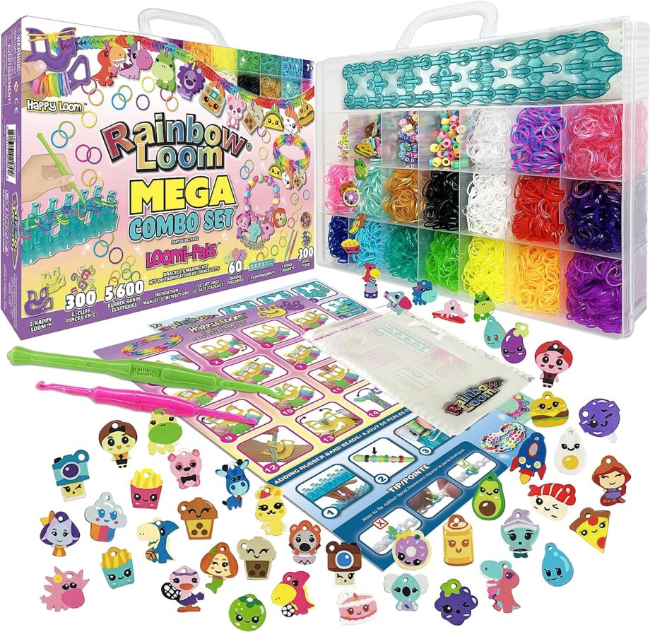 RAINBOW LOOM - LOOMI-PALS MEGA SET, FEATURES 60 CUTE ASSORTED LP CHARMS, THE NEW RL2.0, HAPPY LOOMS, HOOKS, ALPHA & PONY BEADS