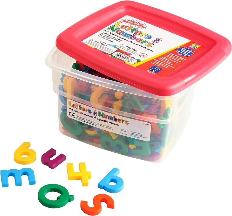 EDUCATIONAL INSIGHTS - ALPHAMAGNETS AND MATHMAGNETS MULTICOLORED, 214 PIECES