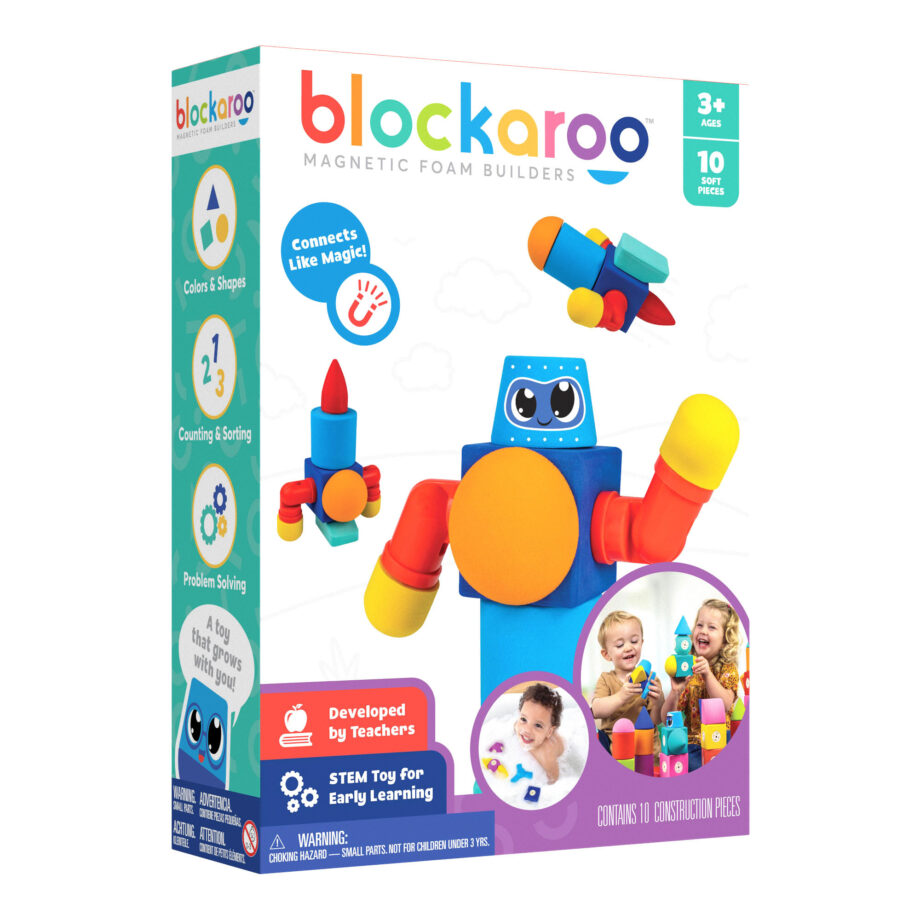 BLUE MARBLE - BLOCKAROO MAGNETIC FOAM BLOCKS - SMALL - ROBOT