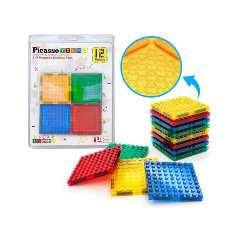 PICASSO TILES - 12 PACK MAGNETIC BUILDING BRICK COMBO TILE (PTL01)