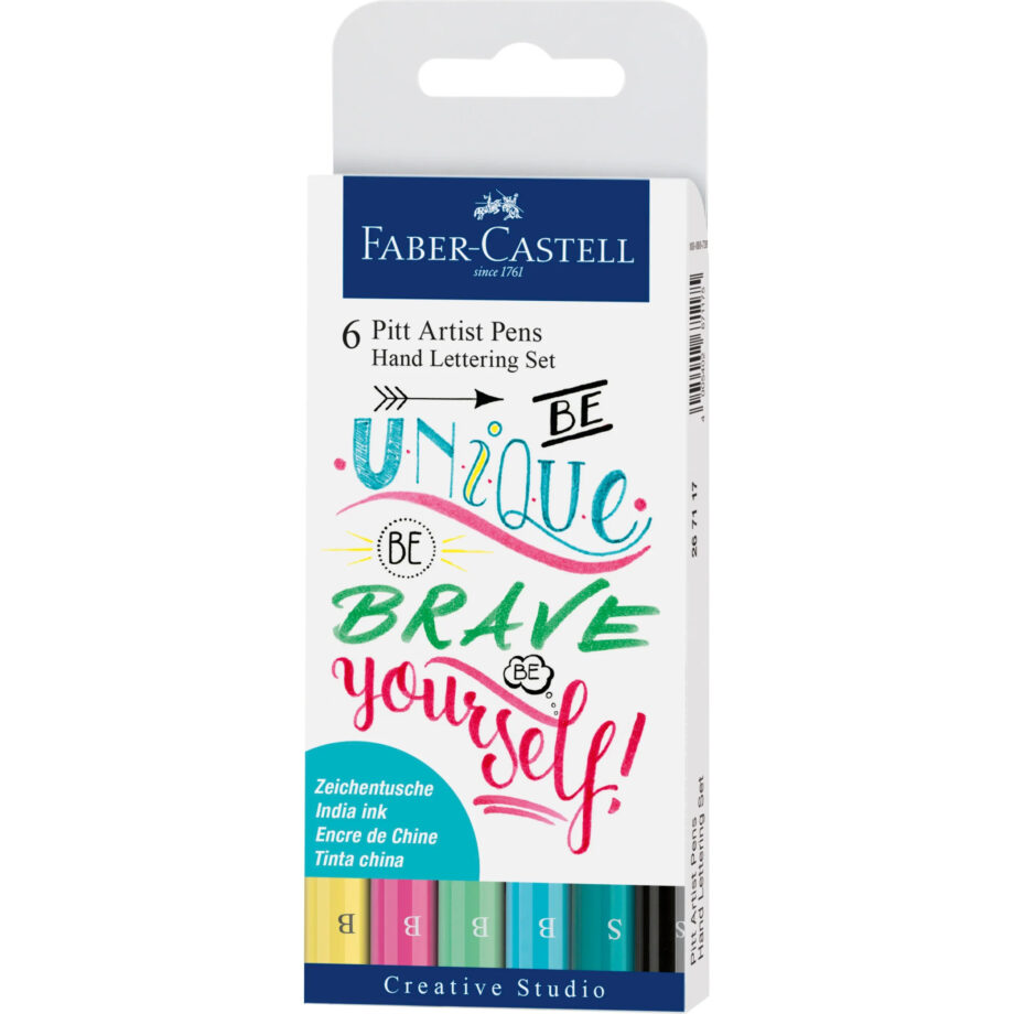 FABER CASTELL - PITT ARTIST PEN, HAND LETTERING SET - WALLET OF 6