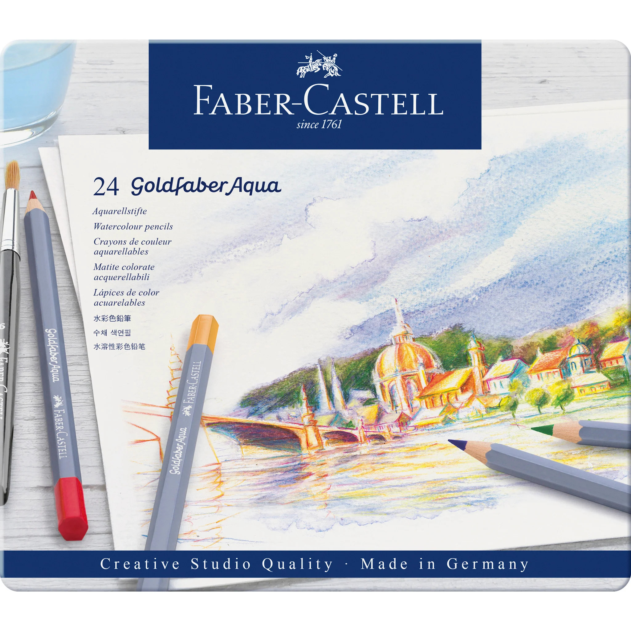 FABER CASTELL - GOLDFABER AQUA WATERCOLOR PENCILS (TIN OF 24)