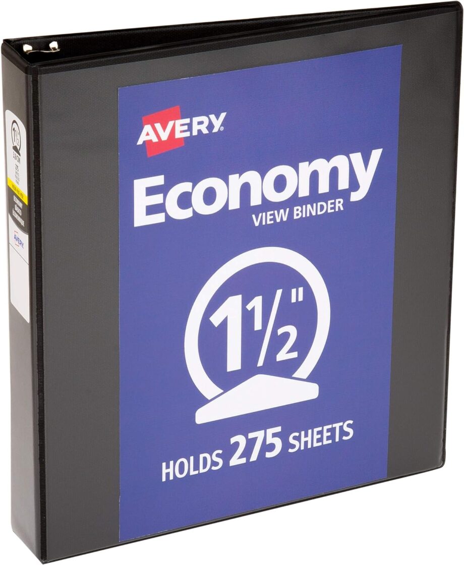 AVERY - ECONOMY VIEW 3 RING BINDER, 1.5" ROUND RINGS