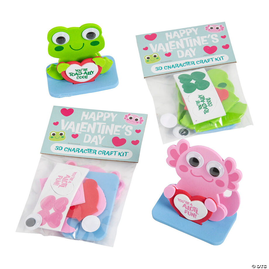 ORIENTAL TRADING - 3D VALENTINE CHARACTER CRAFT KIT  WITH CARDS