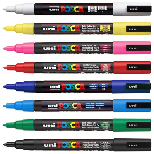 POSCA- PAINT MARKERS SET PC-3M FINE SET/8 BASIC SET - The