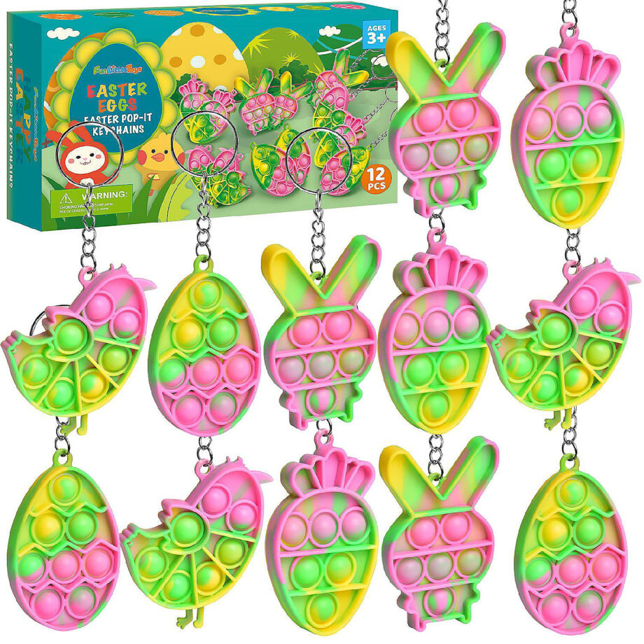 ORIENTAL TRADING - POPFUN EASTER THEMED KEYCHAIN SENSORY POPPER FIDGET  (EACH)