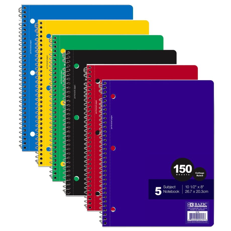 BAZIC - 5 SUBJECT NOTEBOOK - COLLEGE RULED