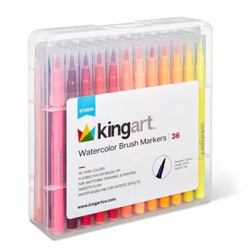 KING ART - WATERCOLOR BRUSH MARKERS - 36 SET