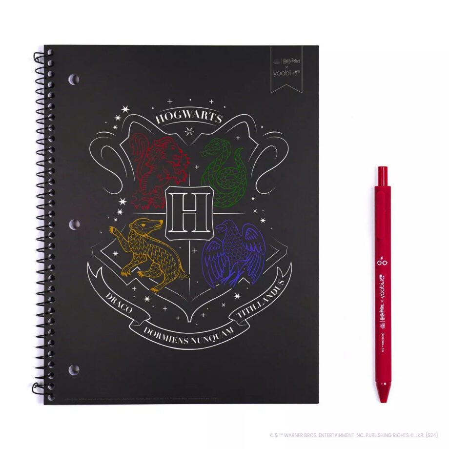 YOOBI 1 SUBJECT NOTEBOOK 8"X10.5" COLLEGE RULED WITH PEN HOGWARTS CREST