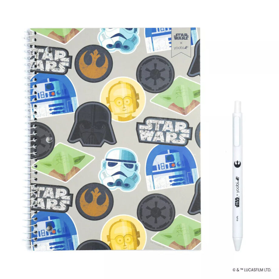 YOOBI - 1 SUBJECT NOTEBOOKS 8"X10.5" COLLEGE RULED WITH PEN STAR WARS GRAPHIC PATCHES