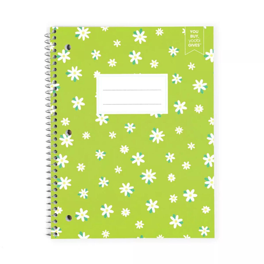 YOOBI - EVOLVE 1 SUBJECT NOTEBOOKS 8"X10.5" COLLEGE RULED LIME GREEN DAISY