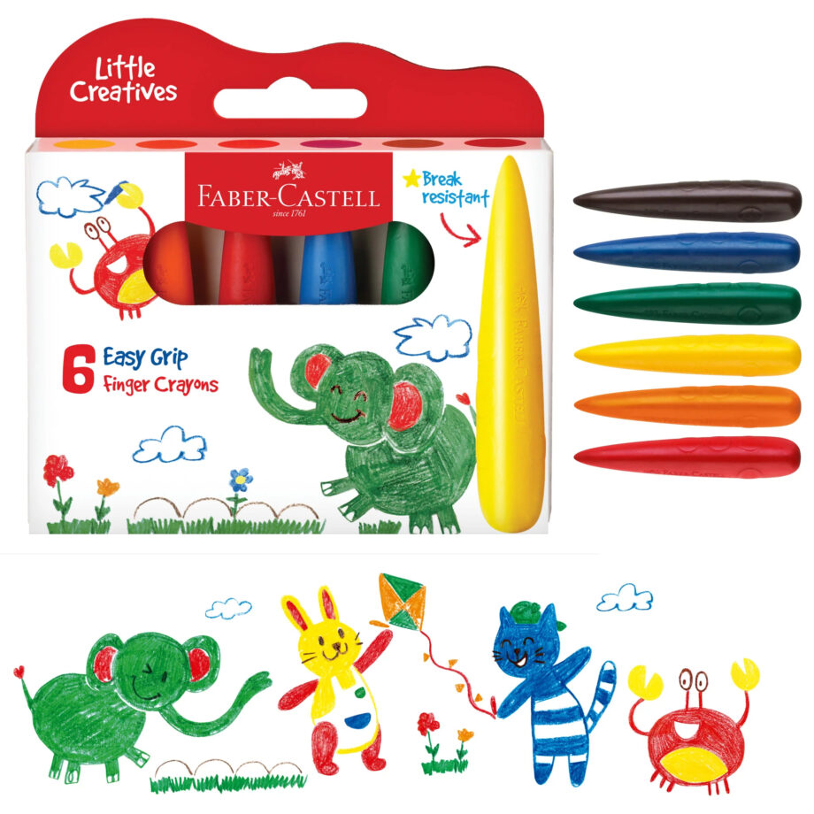 FABER CASTELL - LITTLE CREATIVES 6 EASY GRIP FINGER CRAYONS
