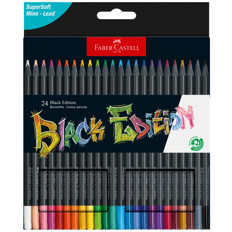 FABER CASTELL - BLACK EDITION COLORED PENCILS (BOX OF 24)