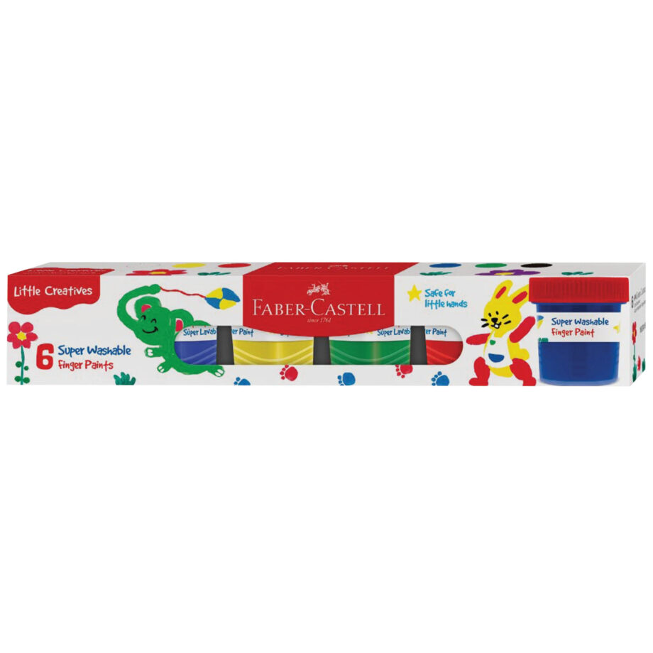 FABER CASTELL - LITTLE CREATIVES 6 SUPER WASHABLE FINGER PAINTS