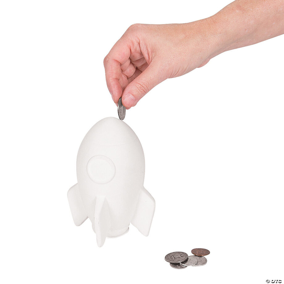 ORIENTAL TRADING - DIY CERAMIC ROCKET SHIP BANKS WITH RUBBER STOPPER