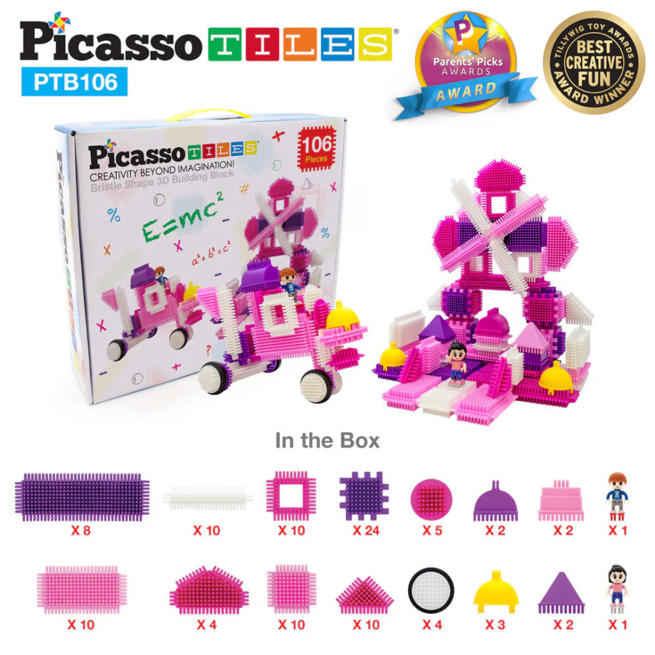 PICASSO TILES - 106PC PINK CASTLE HEDGEHOG BUILDING BLOCKS BASIC BUILDING SET (PTB106)