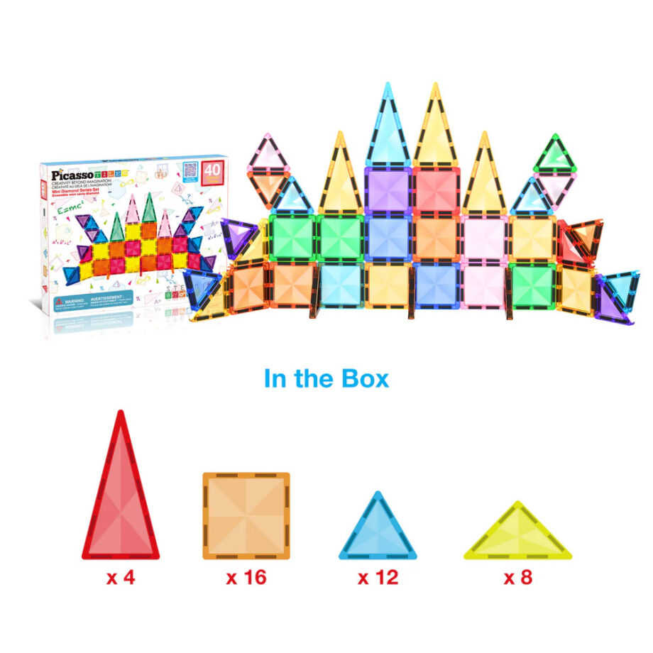 PICASSO TILES - MINI DIAMOND TRAVEL SIZE 40PC BUILDING BLOCK TILE SET (PTM40)
