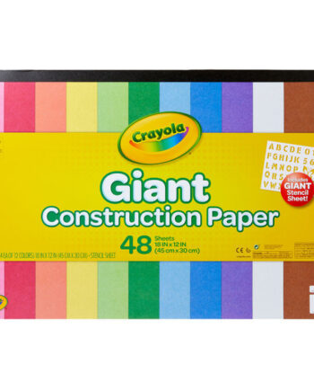 CRAYOLA - GIANT CONSTRUCTION PAPER WITH STENCIL, 12 COLORS, 48SHTS