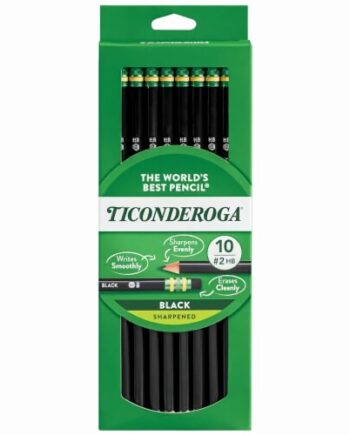 TICONDEROGA - WOOD-CASED PENCILS, PRE-SHARPENED, #2 HB SOFT, BLACK, 10 COUNT