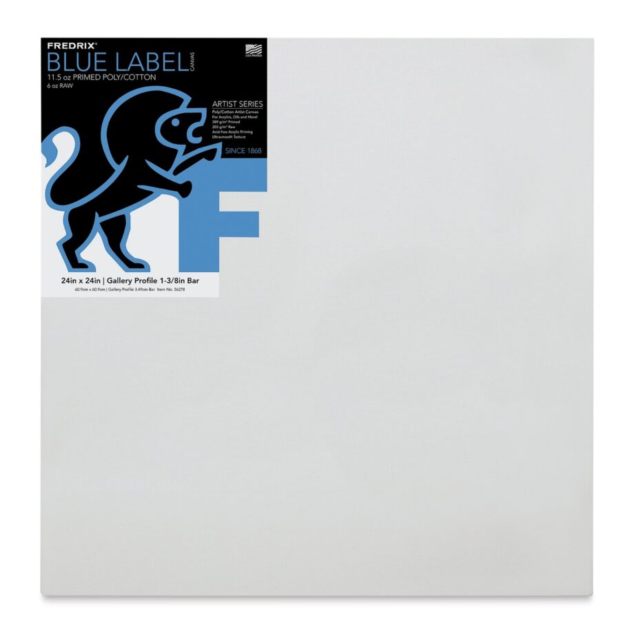 TARA / FREDRIX - ARTIST SERIES BLUE LABEL ULTRASMOOTH 11.5 OZ. ACRYLIC PRIMED STRETCHED POLY/COTTON CANVAS, 1-3/8" GALLERY PROFILE - 24" X 24"